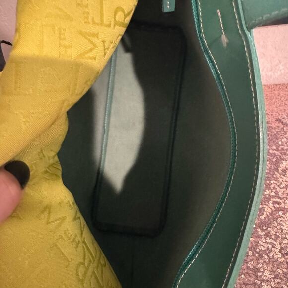 LAMARTHE 💙 Aqua/Teal Leather Tote Bag, Zipper Closure - Picture 9 of 11